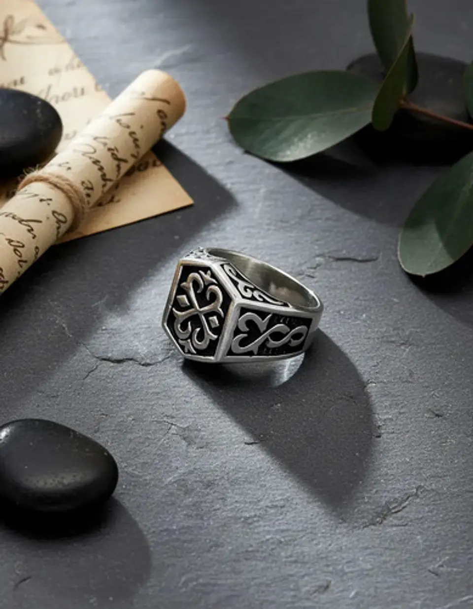 Anillo Amuleto Vikingo Color Plata Acero Inoxidable Hombre 6