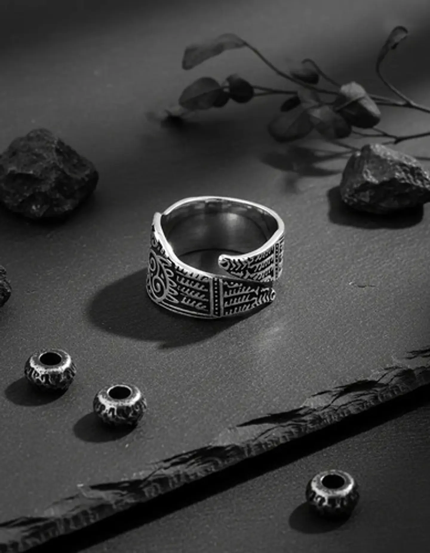 Anillo Color Plata  Pájaro Vikingo Acero Inoxidable Hombre 8