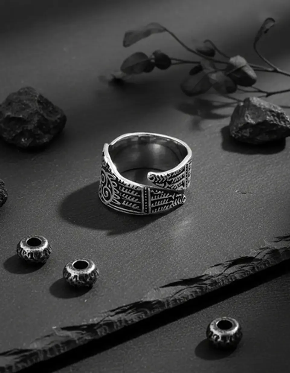 Anillo Color Plata  Pájaro Vikingo Acero Inoxidable Hombre 8