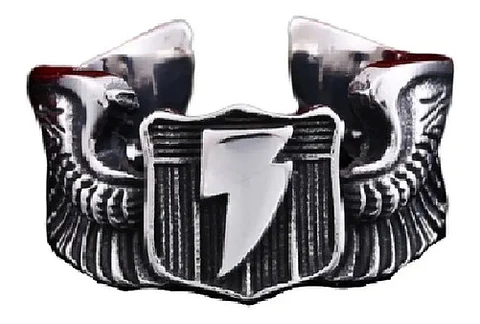 Anillo Alas Rayo Flash Color Plata Acero Inoxidable Hombre