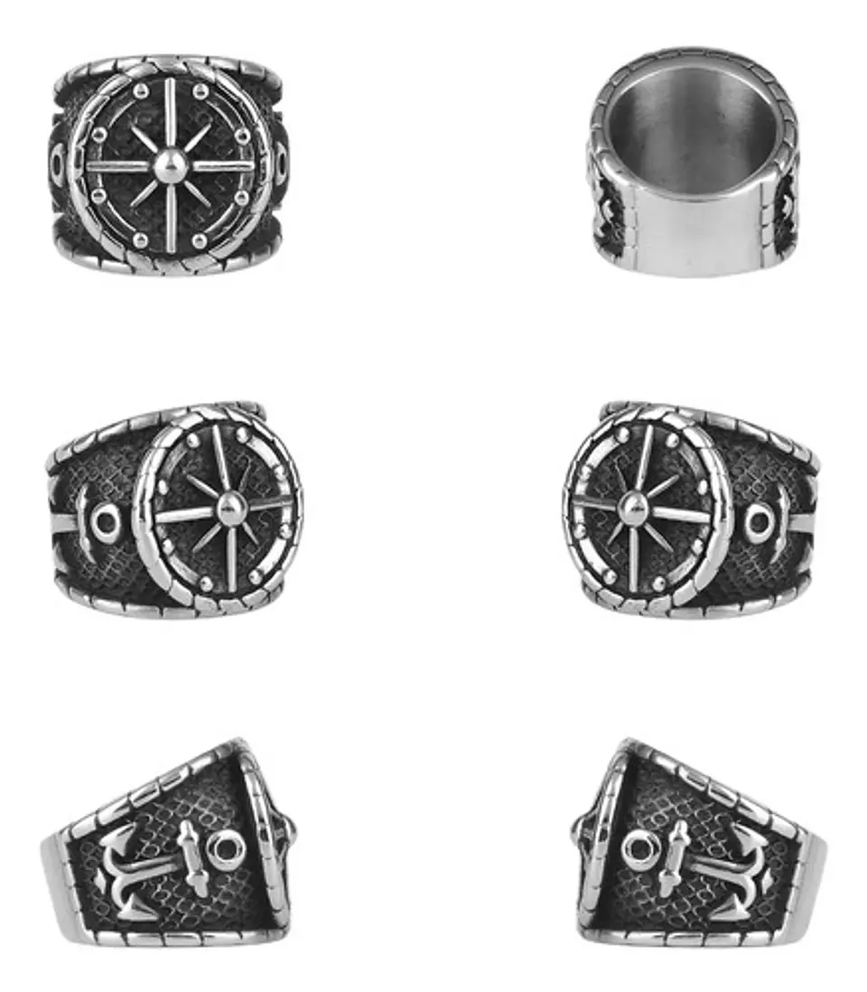 Anillo Brújula Vikingo Color Plata Acero Inoxidable Hombre 2