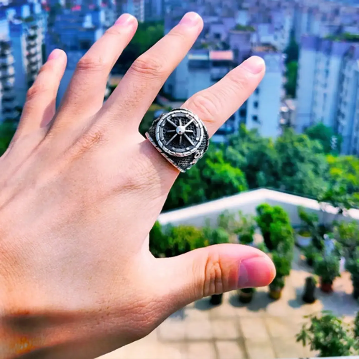 Anillo Brújula Vikingo Color Plata Acero Inoxidable Hombre 7