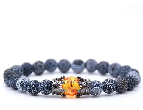 Pulsera Manillas Piedras Naturales Corona Para Hombre Mujer