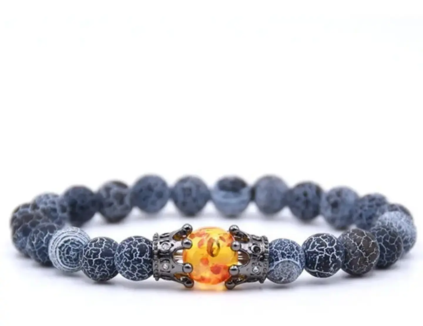 Pulsera Manillas Piedras Naturales Corona Para Hombre Mujer 1