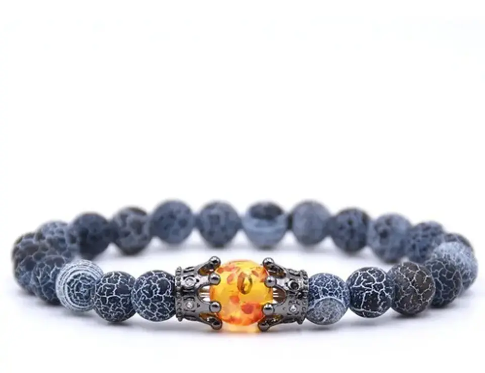 Pulsera Manillas Piedras Naturales Corona Para Hombre Mujer 1