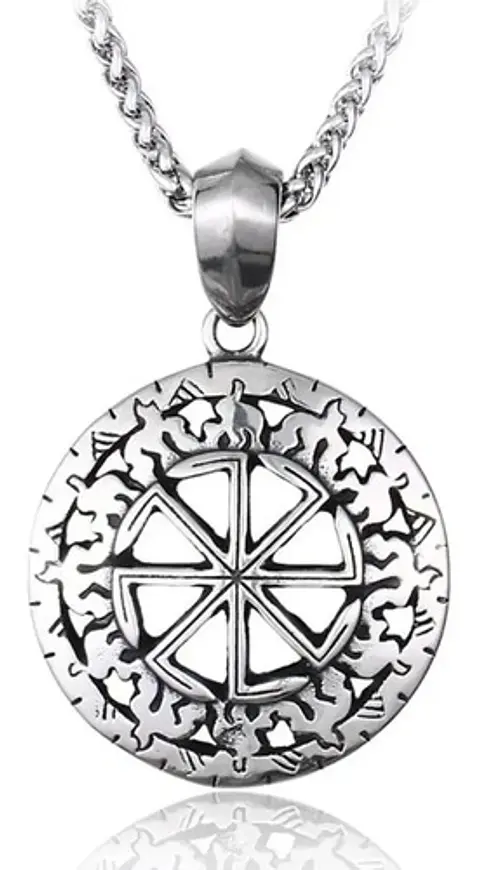 Collar Con Dije Acero Inoxidable Vikingo Sol Amuleto Hombre