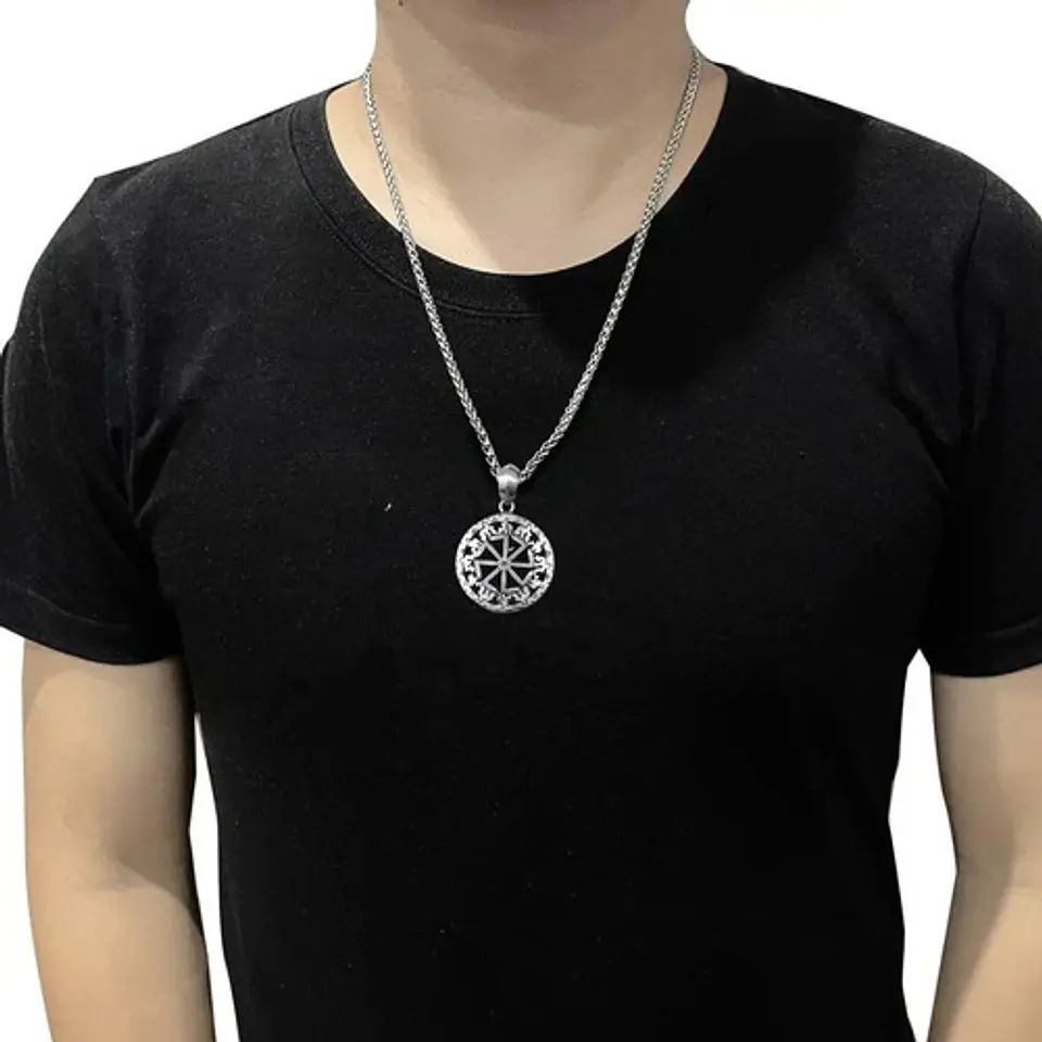 Collar Con Dije Acero Inoxidable Vikingo Sol Amuleto Hombre 2