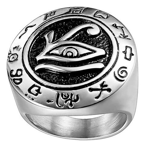Anillo Ojo De Horus Color Plata Acero Inoxidable Para Hombre