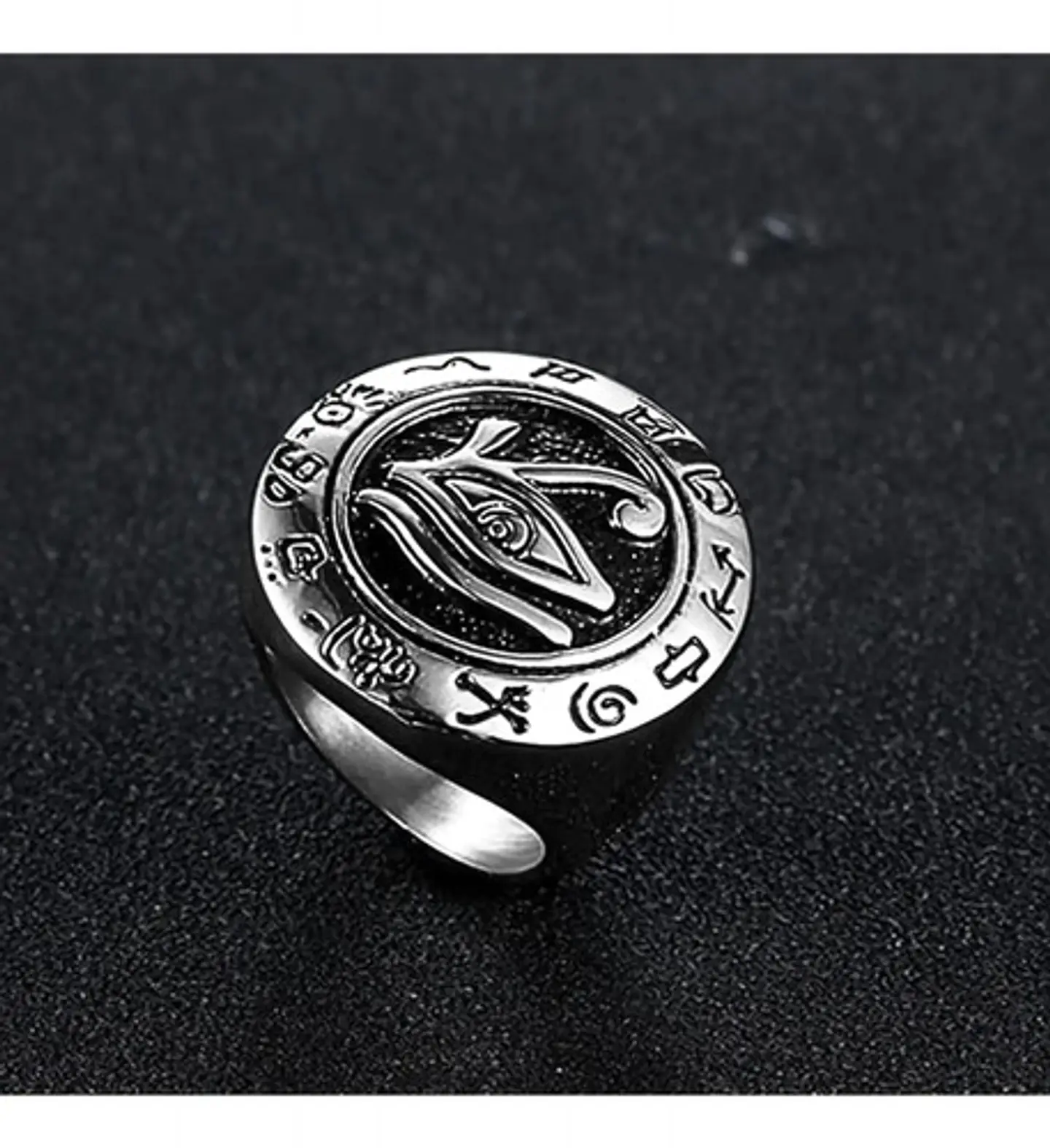 Anillo Ojo De Horus Color Plata Acero Inoxidable Para Hombre 4