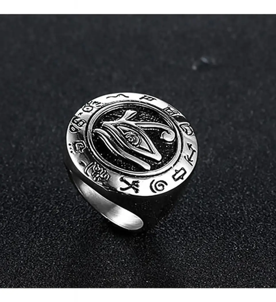 Anillo Ojo De Horus Color Plata Acero Inoxidable Para Hombre 4