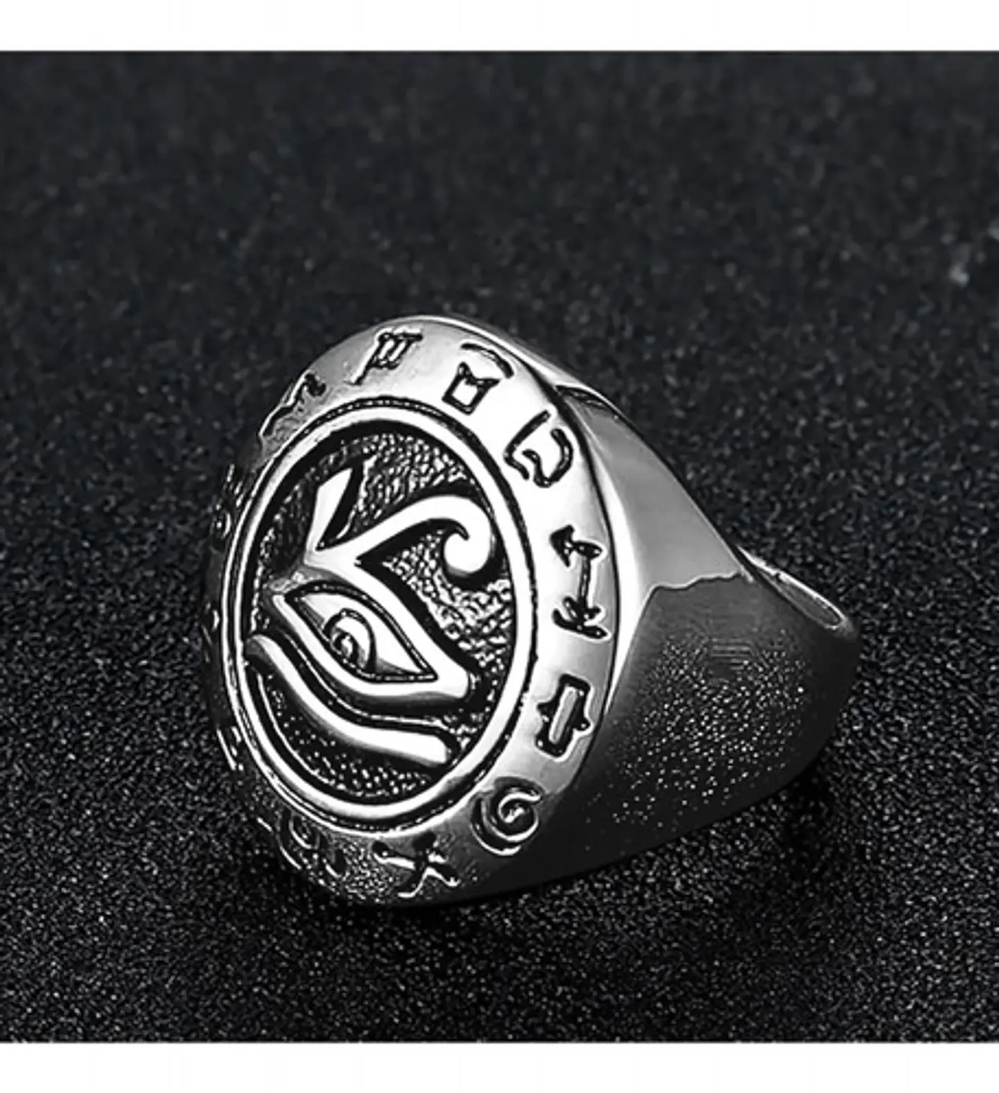 Anillo Ojo De Horus Color Plata Acero Inoxidable Para Hombre 5