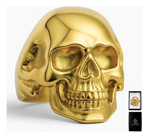 Anillo Sk Cráneo Calavera Color Oro Acero Inoxidable Hombre