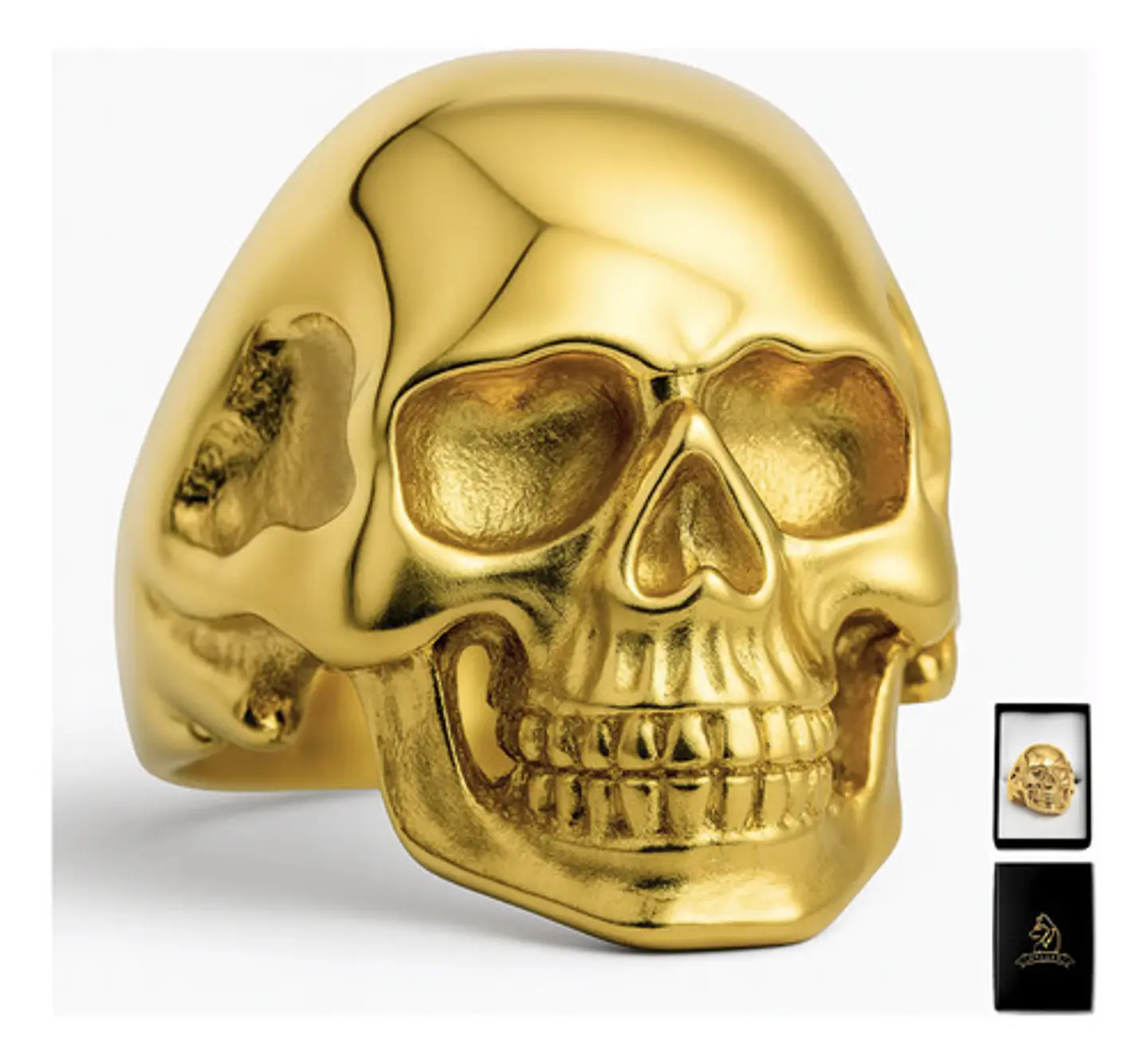 Anillo Sk Cráneo Calavera Color Oro Acero Inoxidable Hombre 1