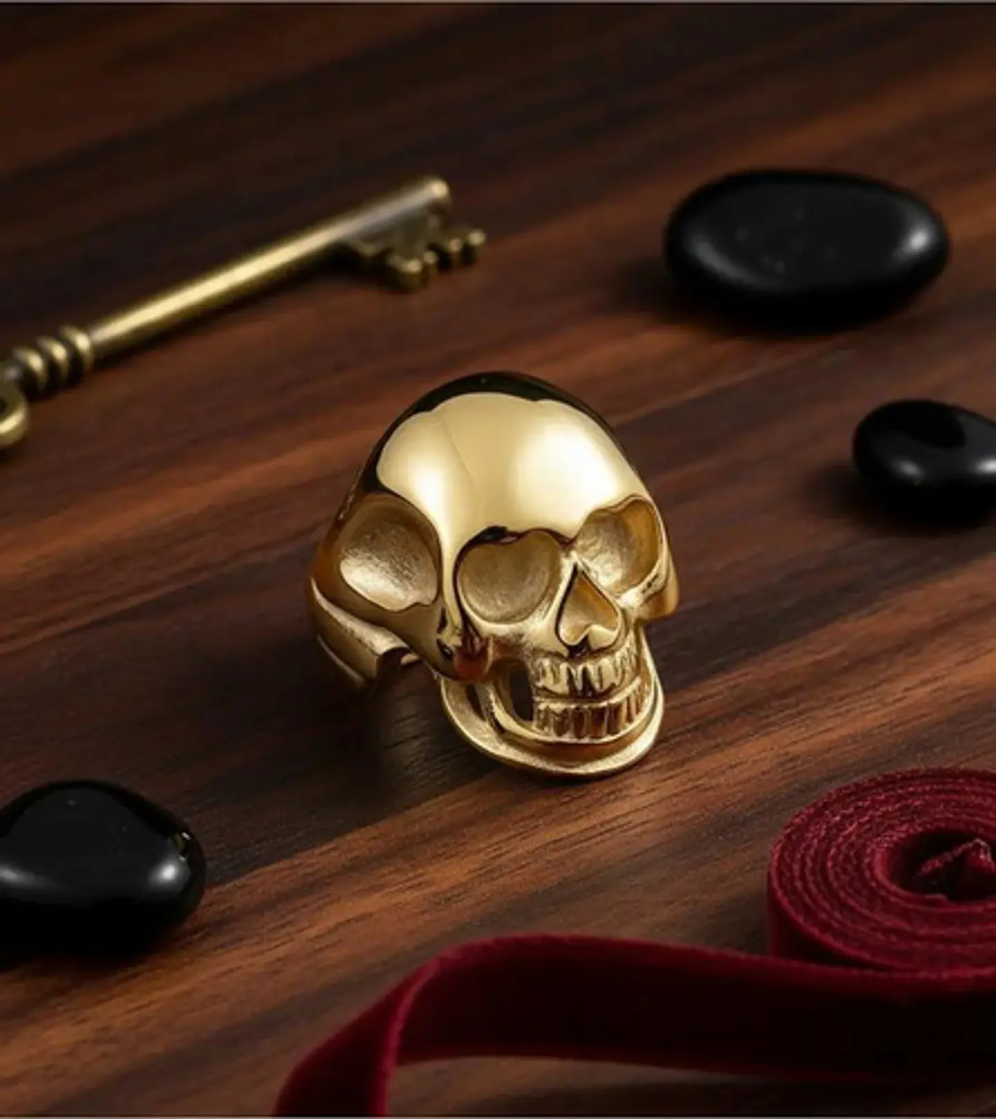Anillo Sk Cráneo Calavera Color Oro Acero Inoxidable Hombre 2