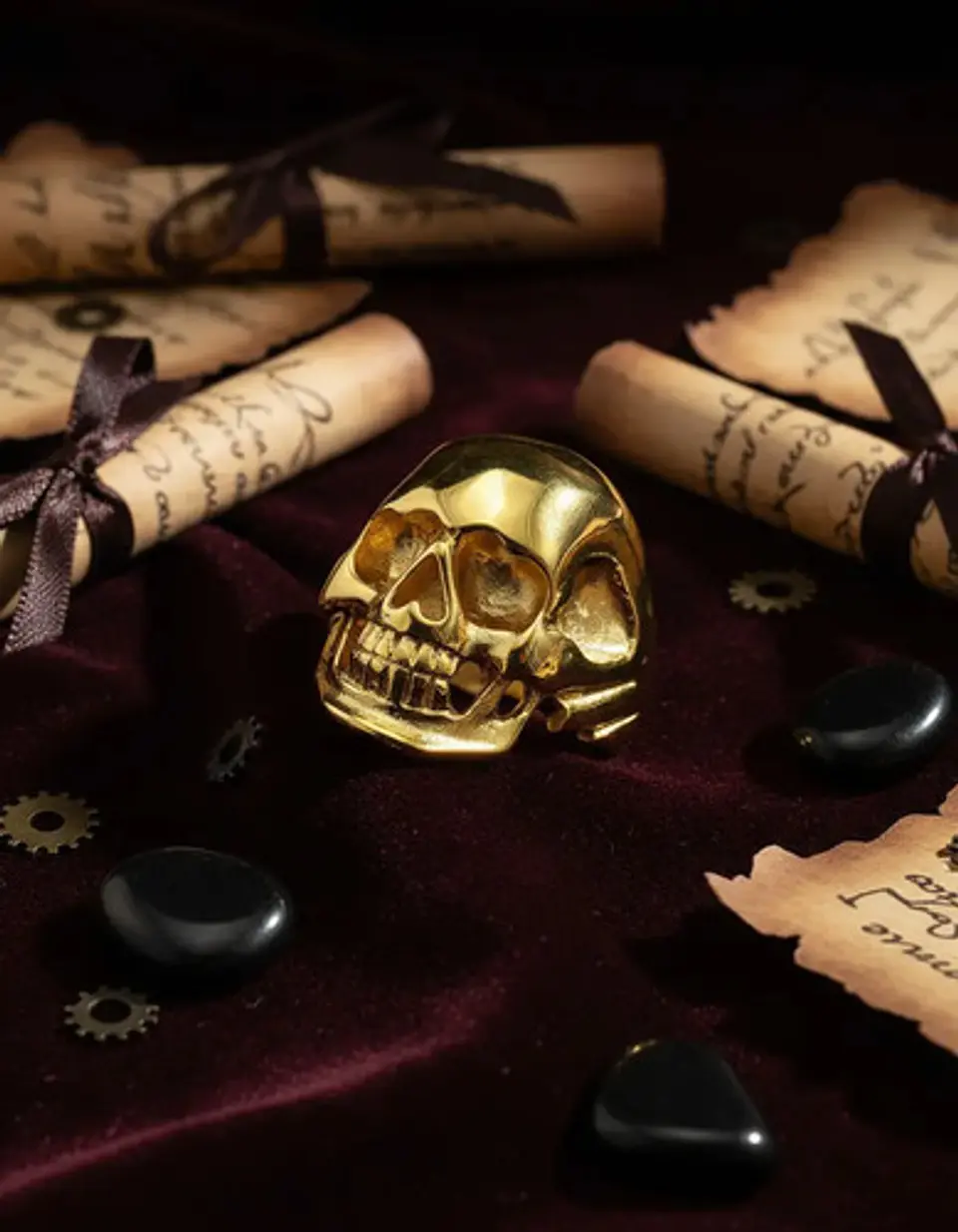 Anillo Sk Cráneo Calavera Color Oro Acero Inoxidable Hombre 3