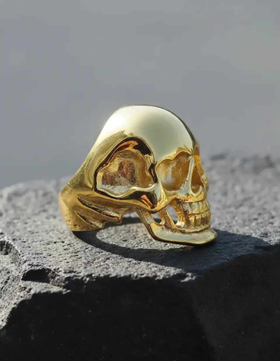Anillo Sk Cráneo Calavera Color Oro Acero Inoxidable Hombre 4