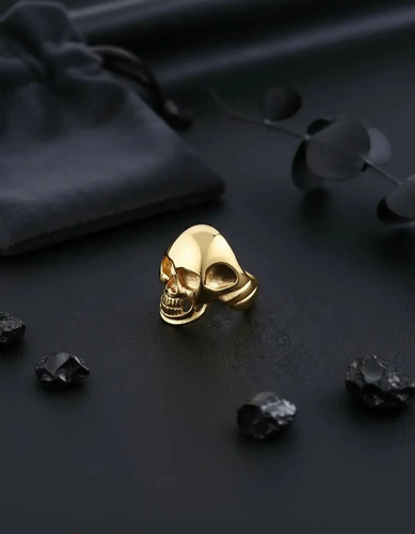 Anillo Sk Cráneo Calavera Color Oro Acero Inoxidable Hombre 8