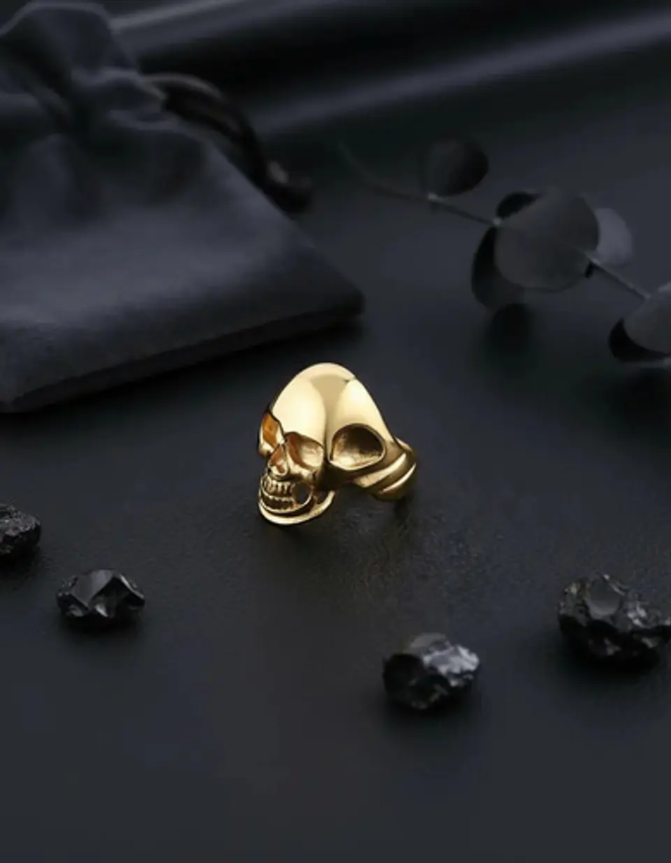 Anillo Sk Cráneo Calavera Color Oro Acero Inoxidable Hombre 8