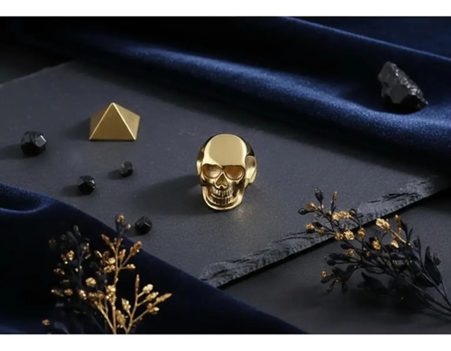 Anillo Sk Cráneo Calavera Color Oro Acero Inoxidable Hombre 9