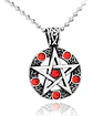 Collar Estrella Pentagrama Ojo Rojo Gótico Hombre Y Mujer  - Miniatura 1