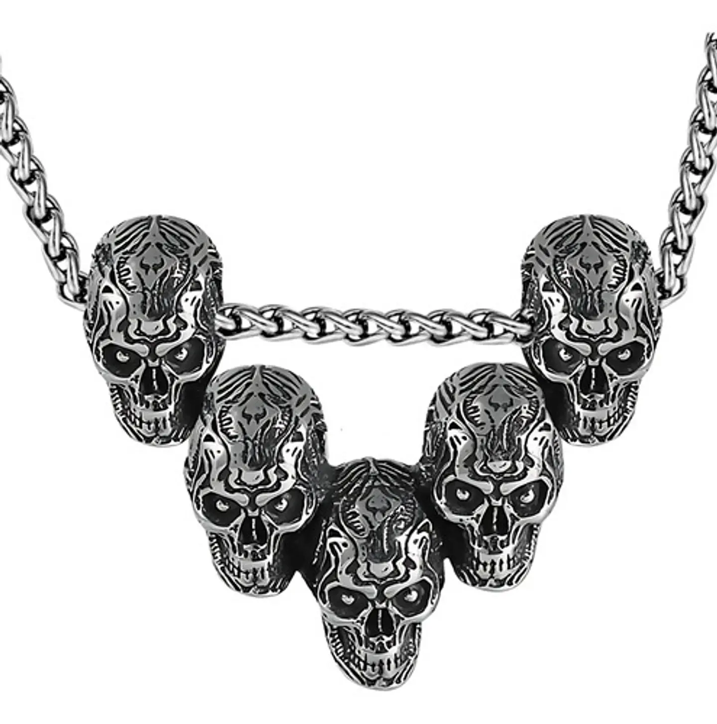 Collar Para Hombres Dije Familia De Cráneos Calavera Gótico 1