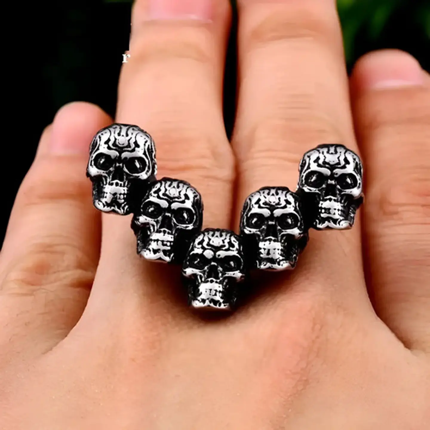 Collar Para Hombres Dije Familia De Cráneos Calavera Gótico 2