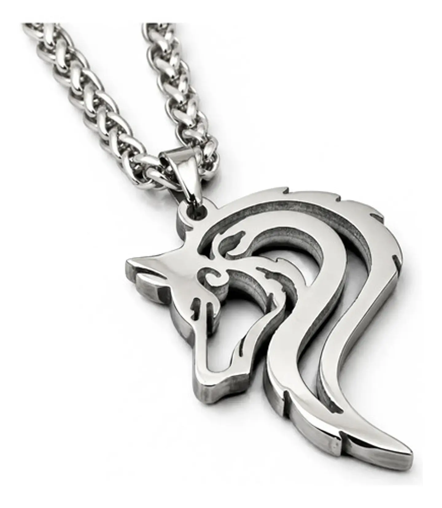 Collar Vikingo Acero Para Hombres Dije Lobo Nórdico Amuleto 1