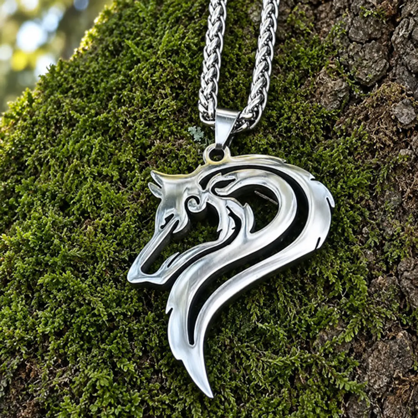 Collar Vikingo Acero Para Hombres Dije Lobo Nórdico Amuleto 4