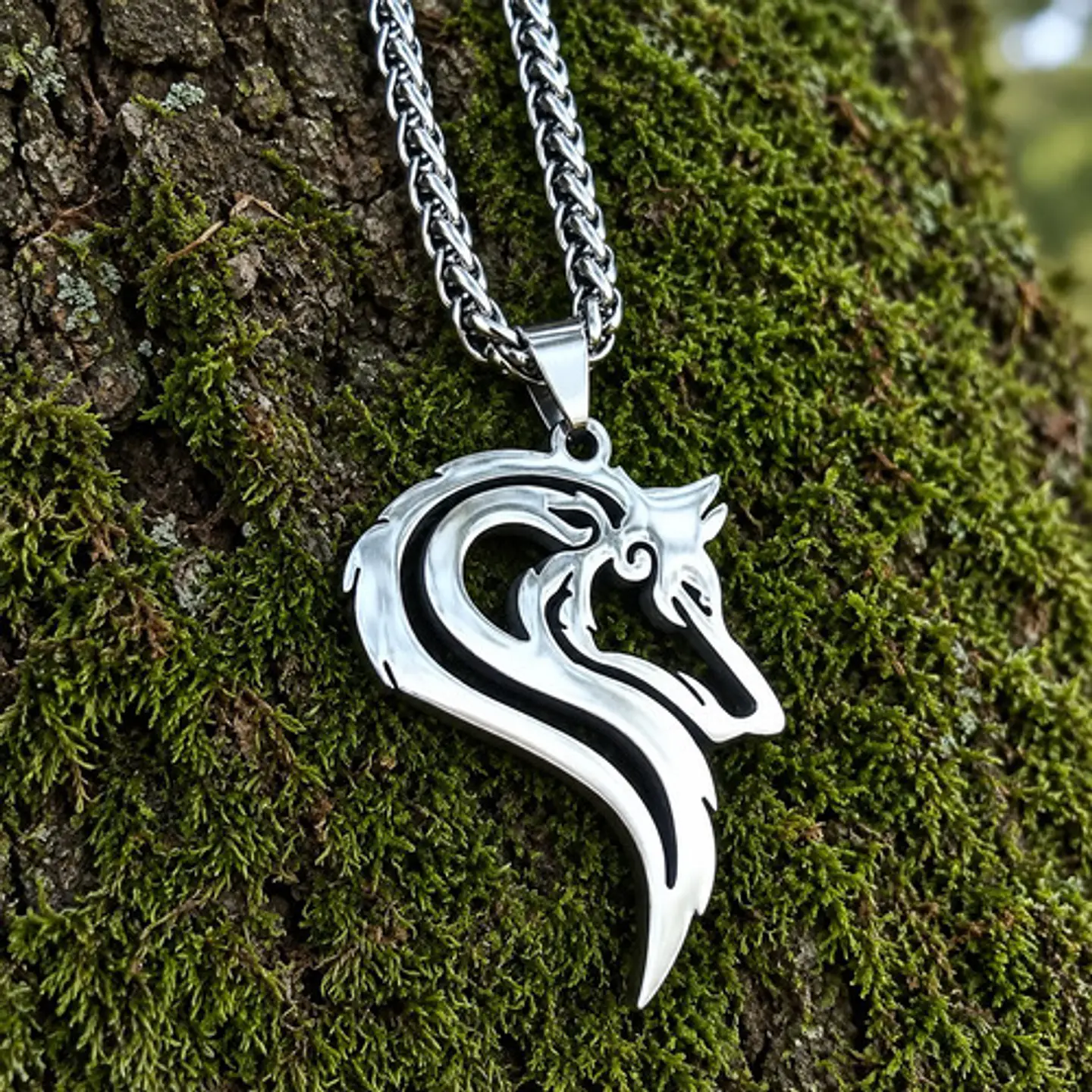 Collar Vikingo Acero Para Hombres Dije Lobo Nórdico Amuleto 6