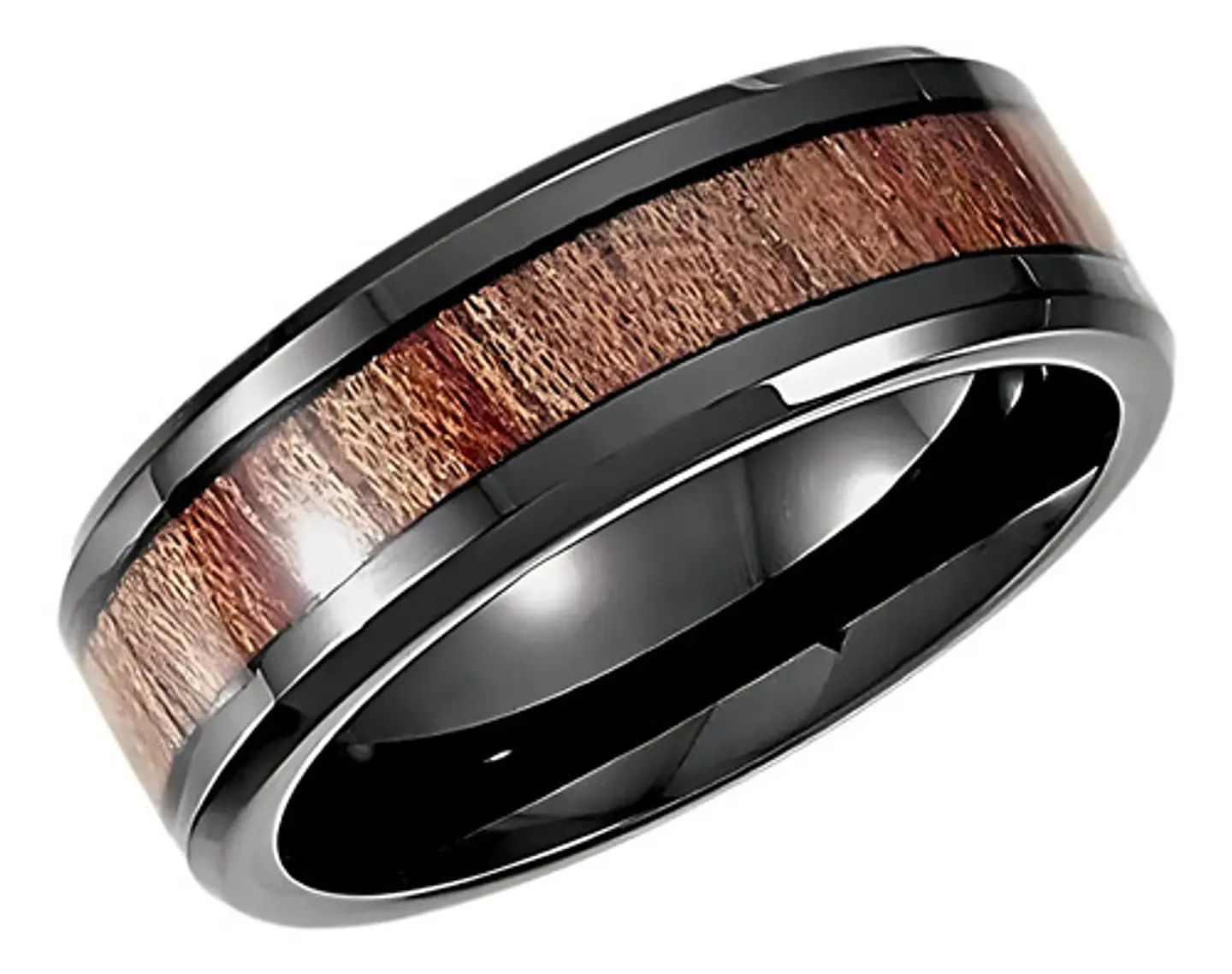 Anillo Acero Inoxidable Color Oro Madera Para Hombre Mujer 2