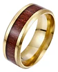 Anillo Acero Inoxidable Color Oro Madera Para Hombre Mujer - Miniatura 5