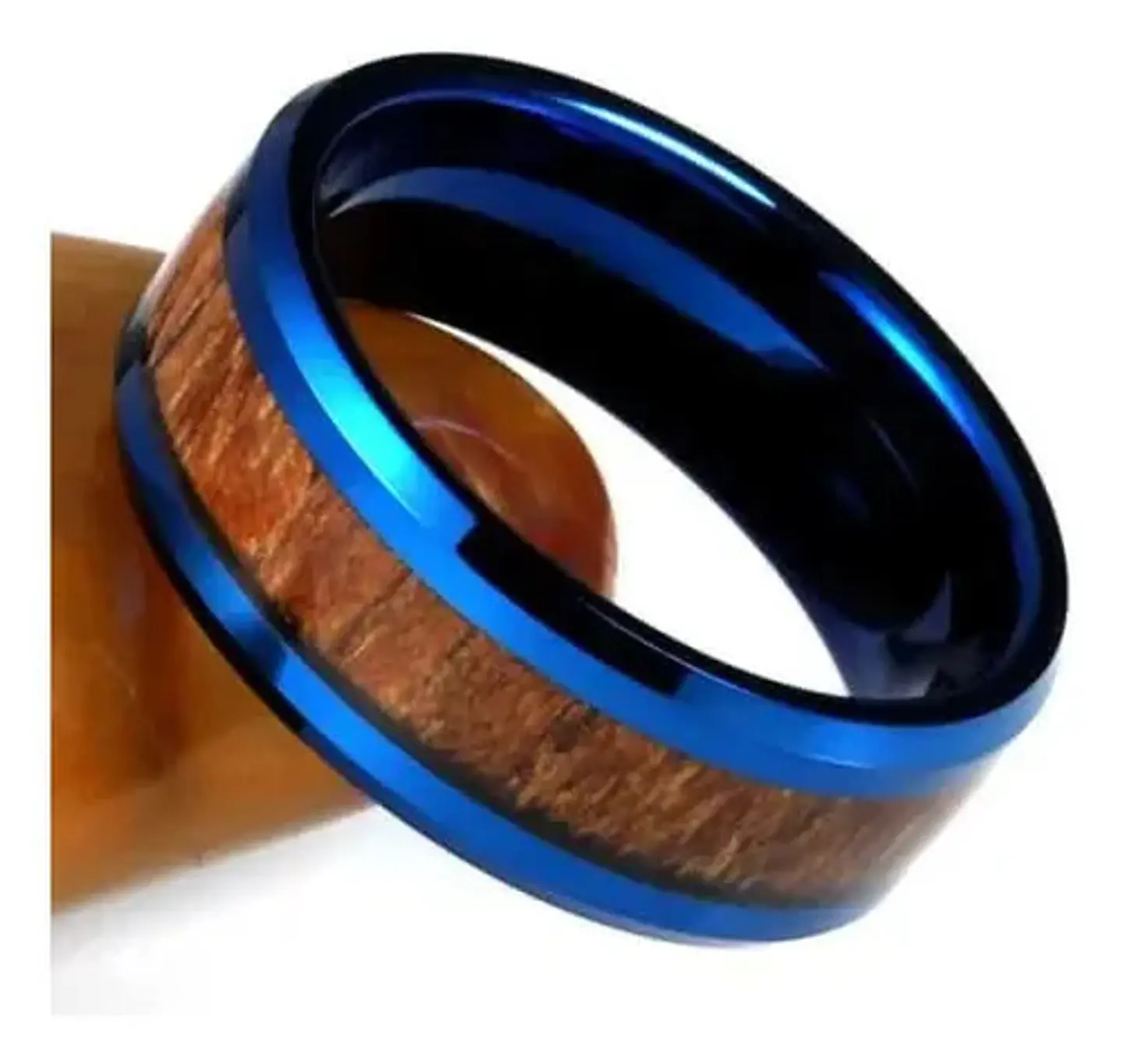 Anillo Acero Inoxidable Color Oro Madera Para Hombre Mujer 12