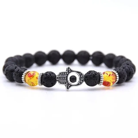 Manilla Pulsera Piedras De Resina Lava Volcánica Mano Hombre