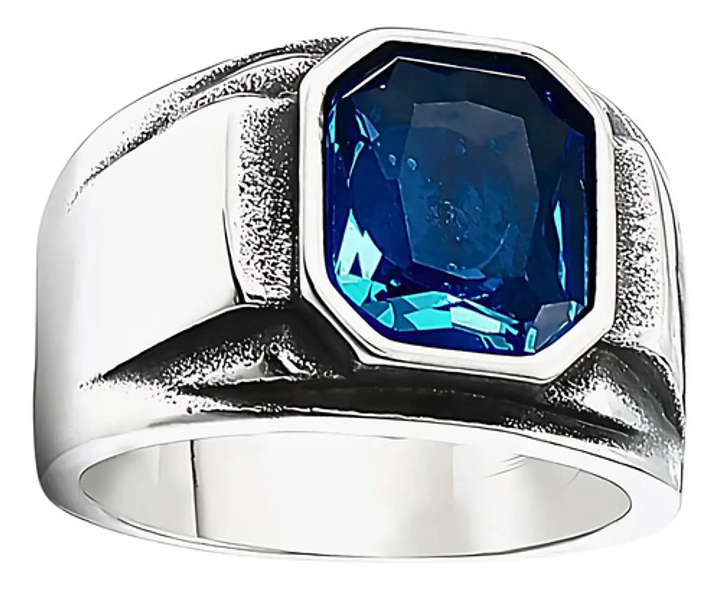 Anillo Argolla Acero Inoxidable Color Plata Piedra Hombre 1