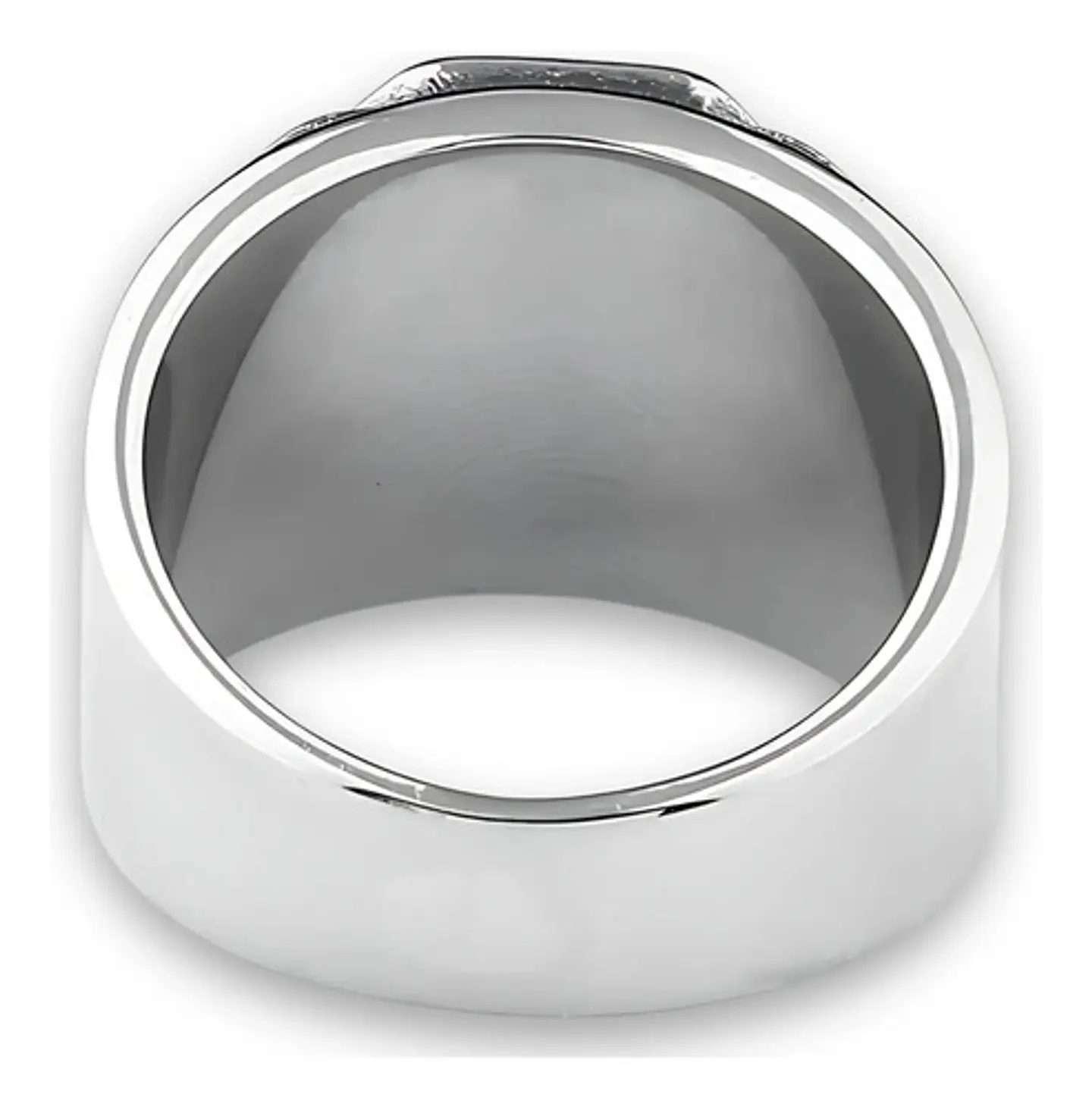 Anillo Argolla Acero Inoxidable Color Plata Piedra Hombre 4