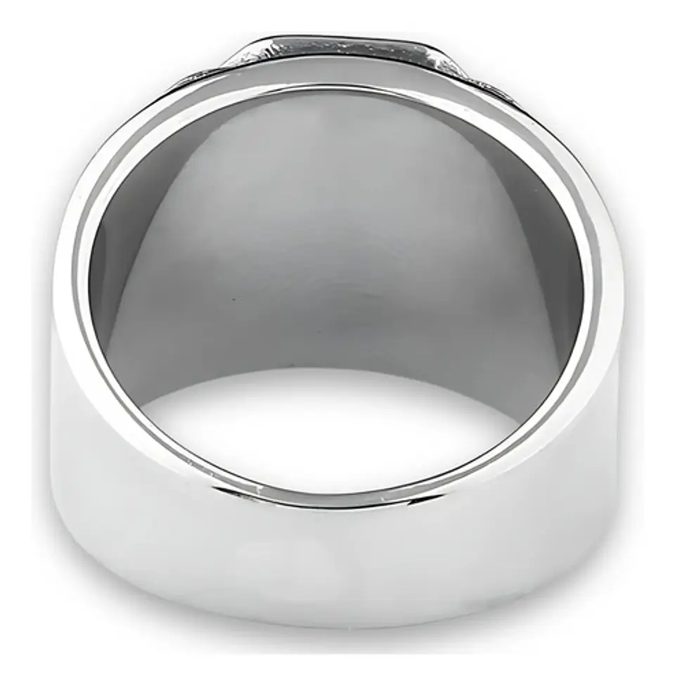 Anillo Argolla Acero Inoxidable Color Plata Piedra Hombre 4