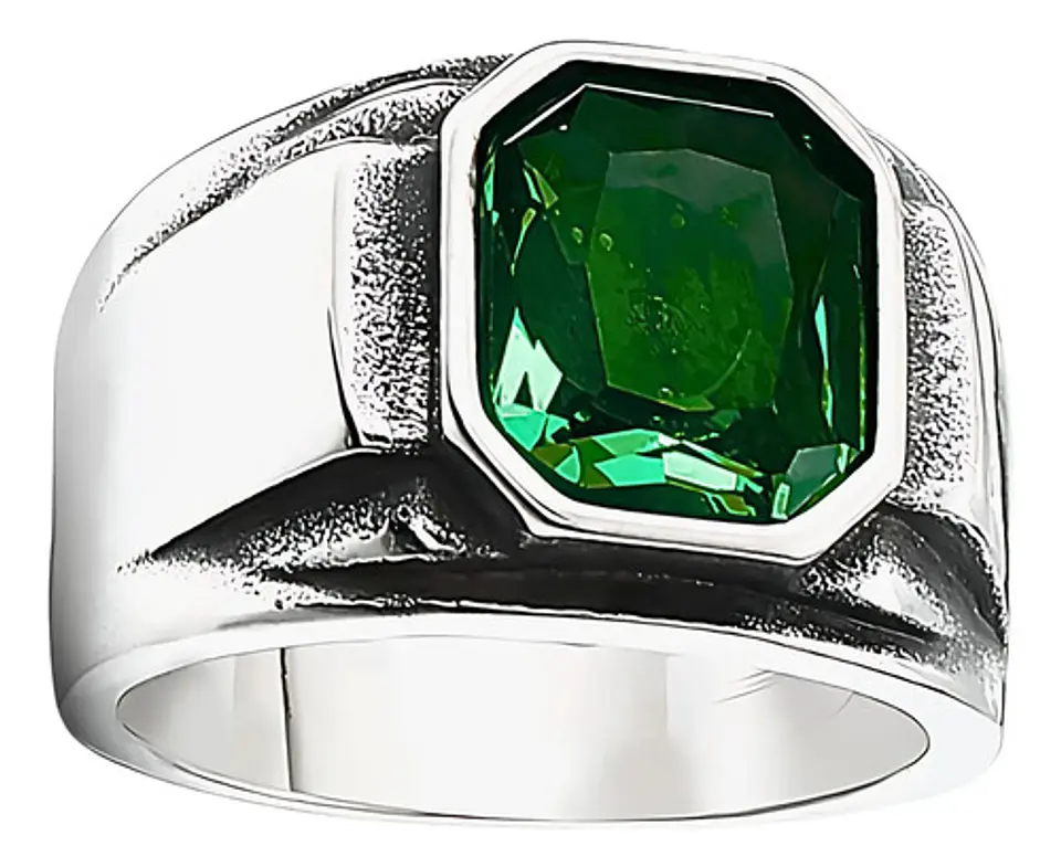 Anillo Argolla Acero Inoxidable Color Plata Piedra Hombre 8