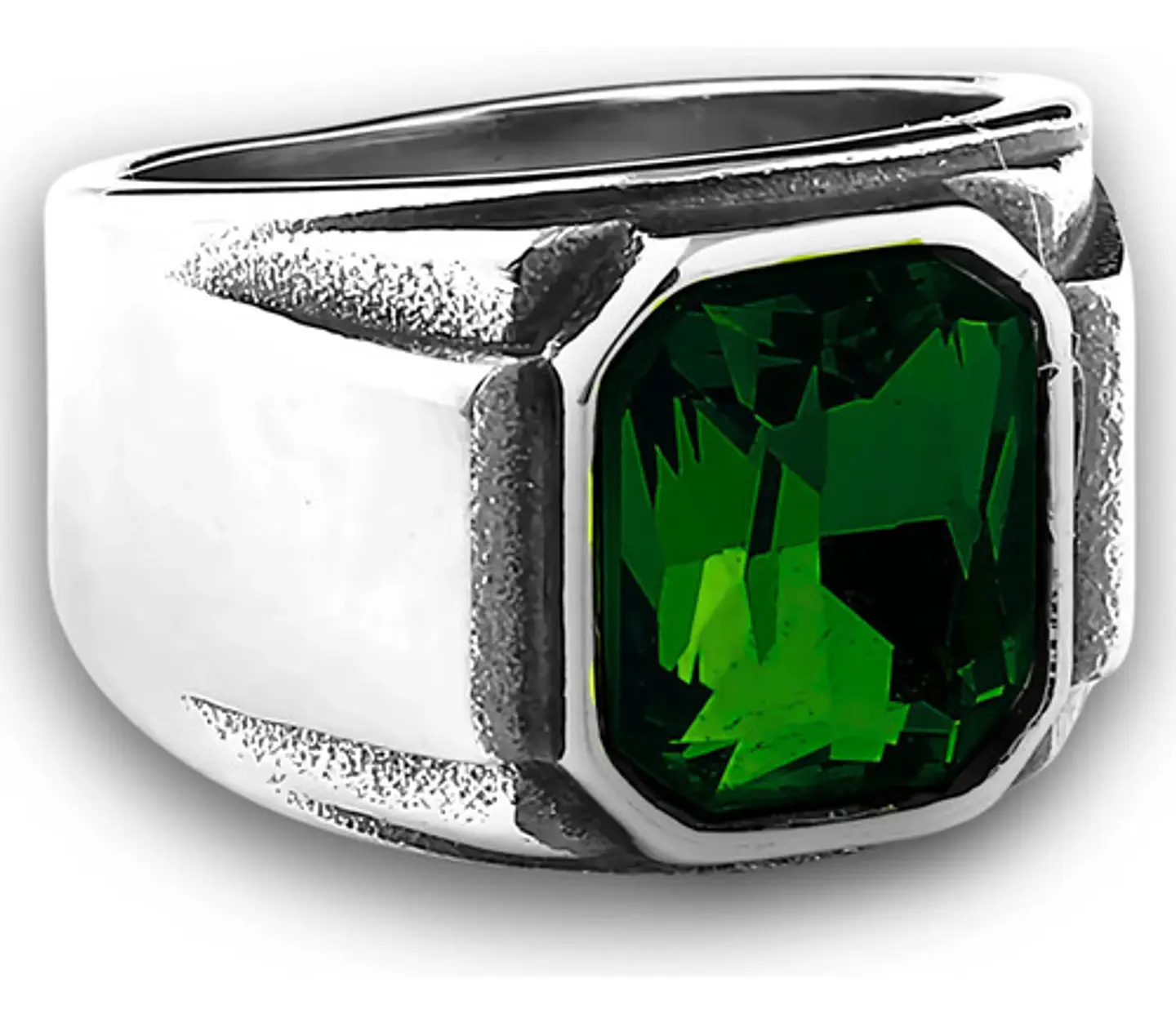Anillo Argolla Acero Inoxidable Color Plata Piedra Hombre 9