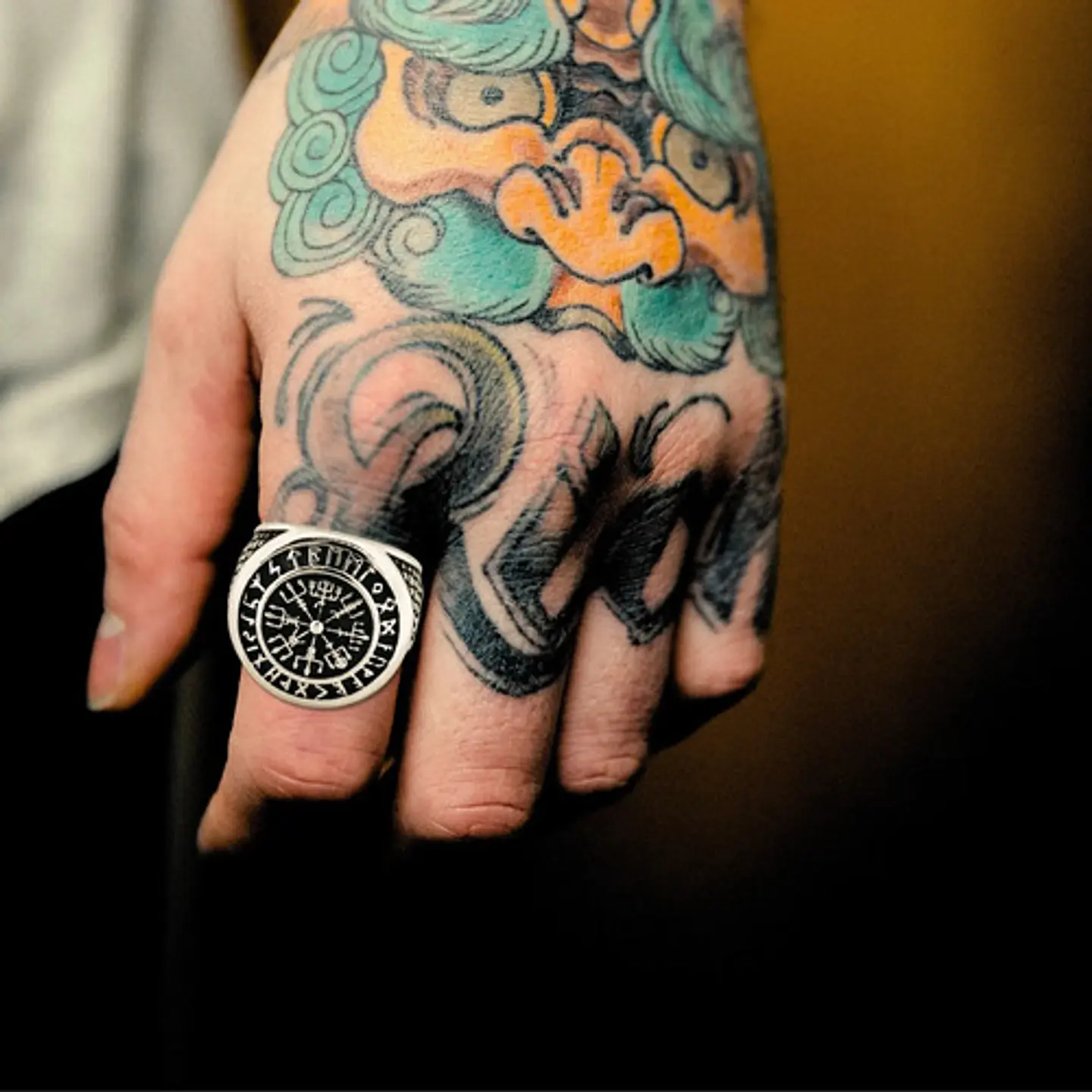 Anillo Color Plata Vikingo Odin Nudo Acero Inoxidable Hombre 9