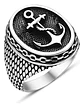 Anillo Militar Ancla Color Plata Acero Inoxidable Hombre - Miniatura 1