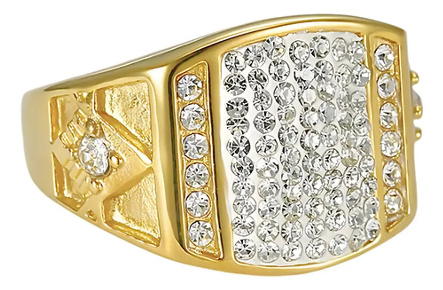 Anillo Argolla Mason Masoneria Piedras Cz Color Oro Hombre 2