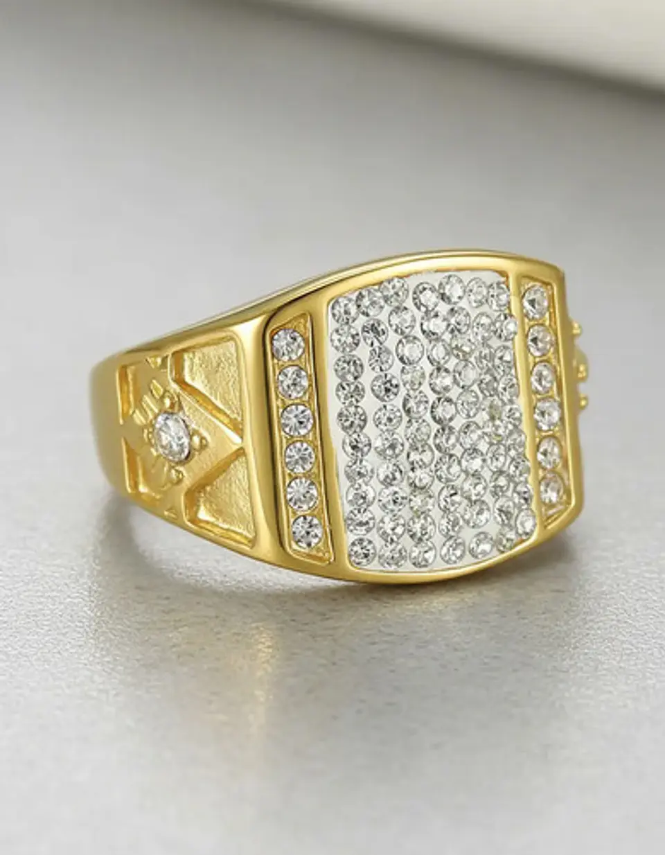 Anillo Argolla Mason Masoneria Piedras Cz Color Oro Hombre 3