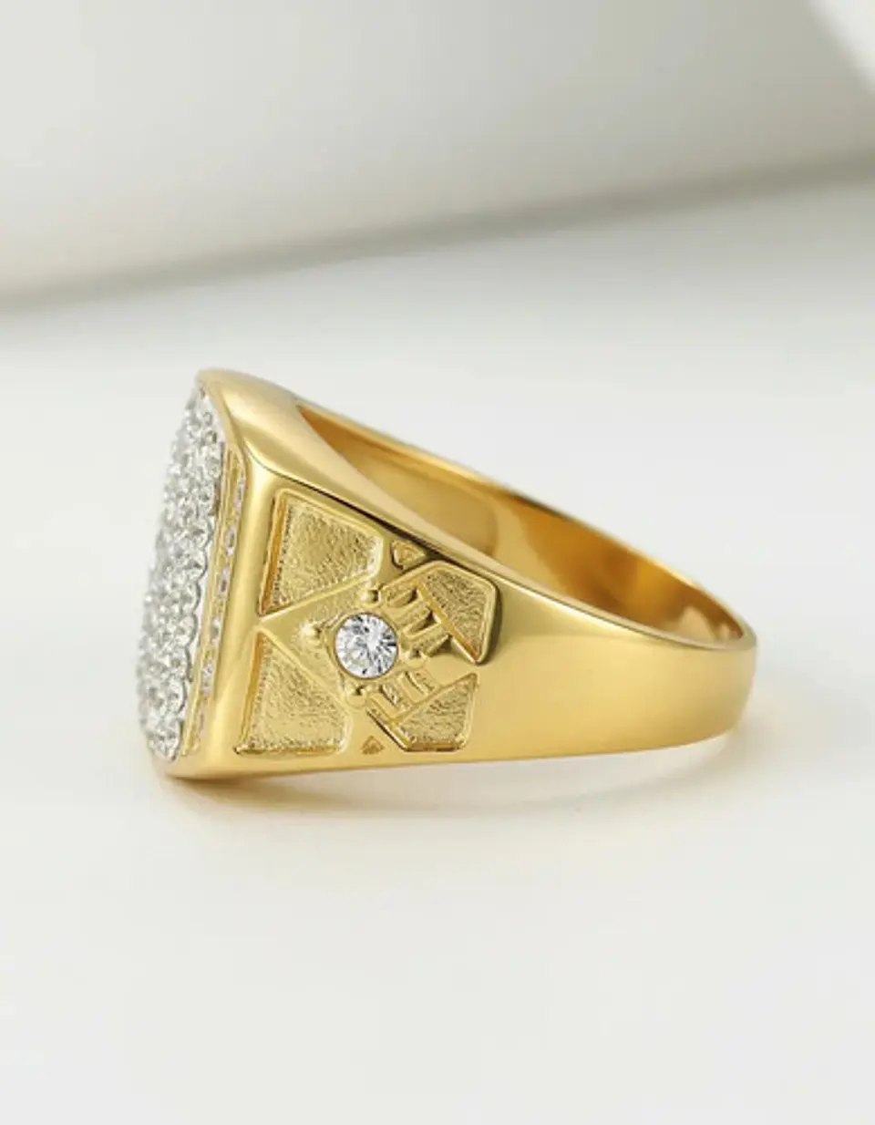 Anillo Argolla Mason Masoneria Piedras Cz Color Oro Hombre 5
