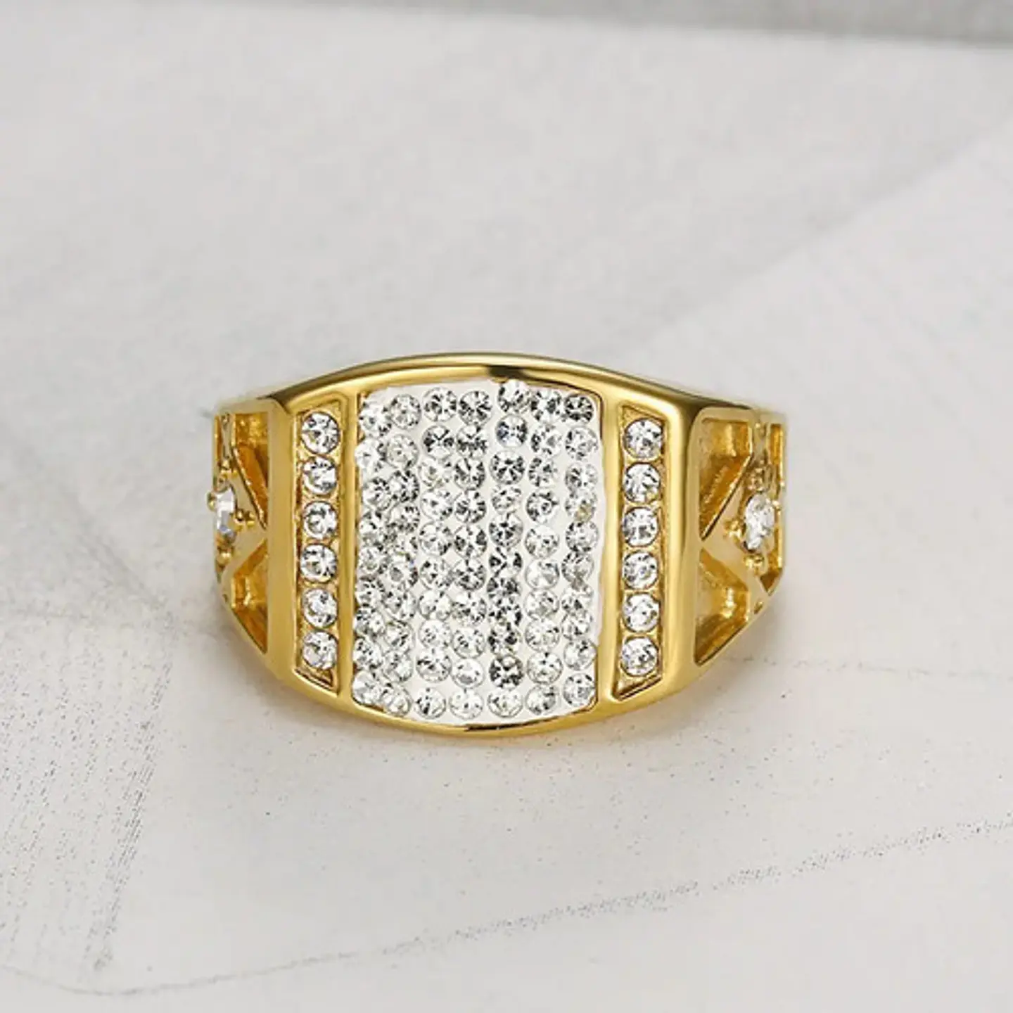 Anillo Argolla Mason Masoneria Piedras Cz Color Oro Hombre 6