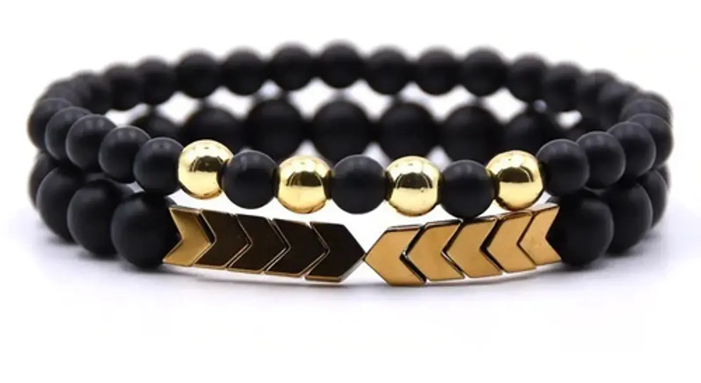 Manilla Pulsera Piedras Naturales Macramé Azul,dorado Hombre 3