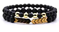 Manilla Pulsera Piedras Naturales Macramé Azul,dorado Hombre - Miniatura 3