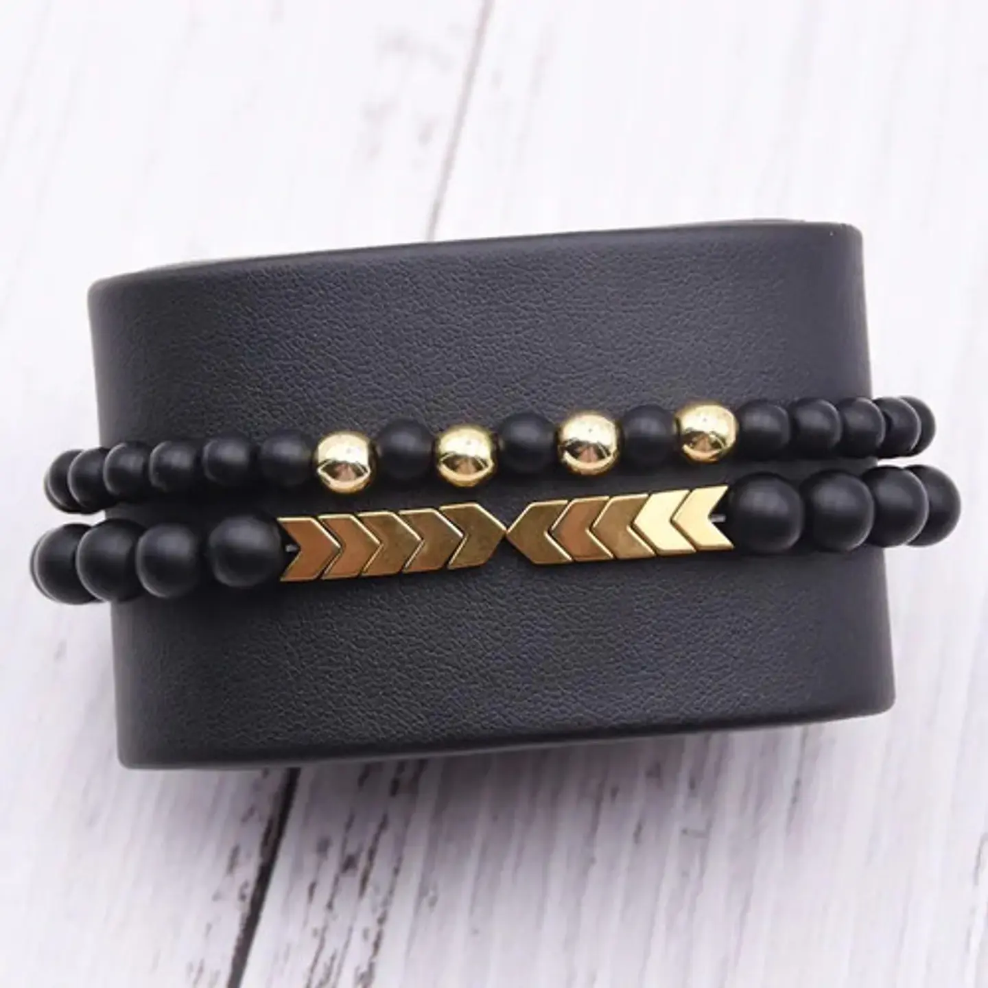 Manilla Pulsera Piedras Naturales Macramé Azul,dorado Hombre 4