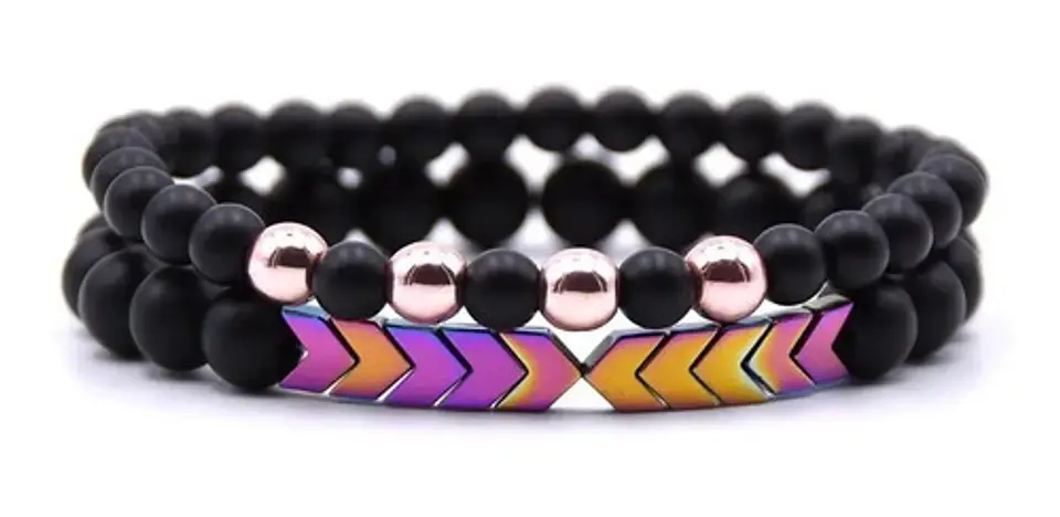 Manilla Pulsera Piedras Naturales Macramé Azul,dorado Hombre 5