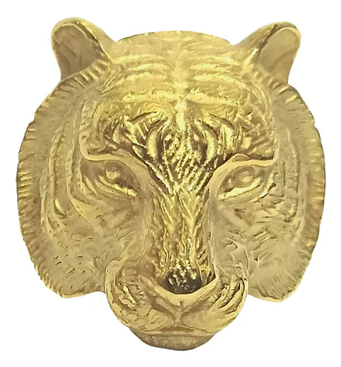 Anillo Argolla Acero Inoxidable Tigre Color Oro Biker Hombre