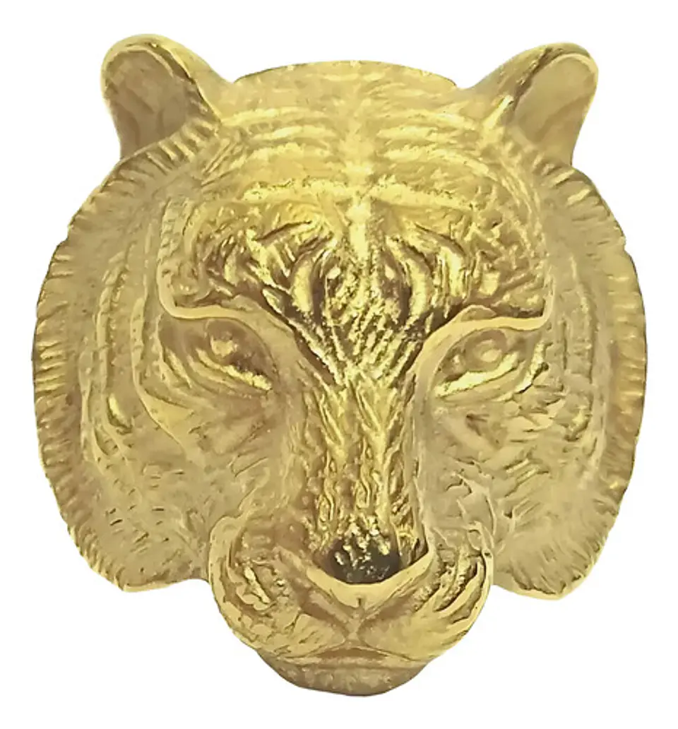 Anillo Argolla Acero Inoxidable Tigre Color Oro Biker Hombre 1